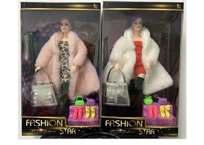 High-end boxed 11.5 inch solid body 12 joint fur fashion Barbie with handbag