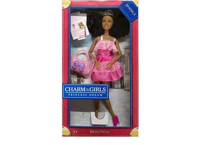 High-end boxed 11.5 inch solid body 12 joints black fashion barbie with handbag