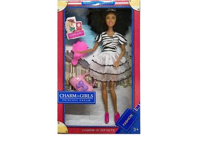 High-end boxed 11.5 inch solid body 12 joints black fashion barbie with handbag comb