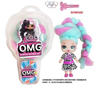 第3代冰淇淋5寸实身OMG.LOL棉花糖头发型娃娃带香味惊喜娃娃带说明书带发夹橡皮圈
