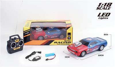 1:18道奇挑战者机头版四通遥控车 包锂电