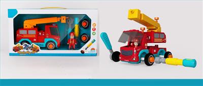 Manual disassembly and assembly of music pull back fire truck