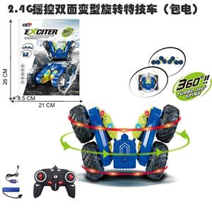 2.4G摇控双面变型旋转特技车(包电)