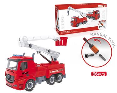 DIY screw building blocks disassembly and assembly fire truck