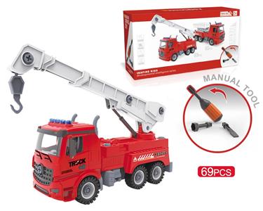 DIY screw building blocks disassembly and assembly fire truck