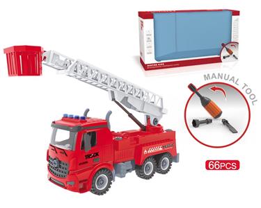 DIY screw building blocks disassembly and assembly fire truck