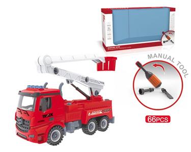 DIY screw building blocks disassembly and assembly fire truck