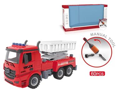 DIY screw building blocks disassembly and assembly fire truck