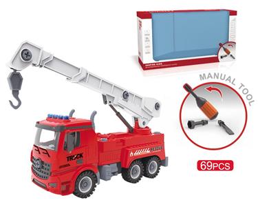 DIY screw building blocks disassembly and assembly fire truck