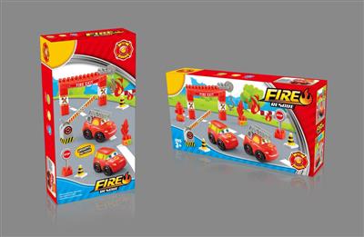 34PCS color box building blocks fire-fighting self-assembly