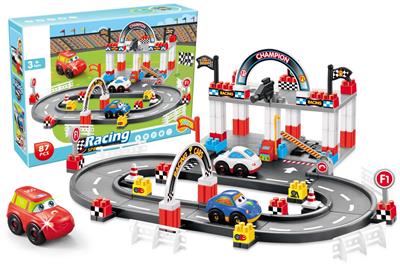 87PCS color box building blocks racing class self-assembly