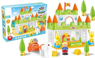 68PCS color box, building blocks, castle type self-assembly