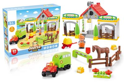 85PCS color box building block racecourse club