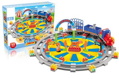 63PCS color box building blocks circus big turn basin