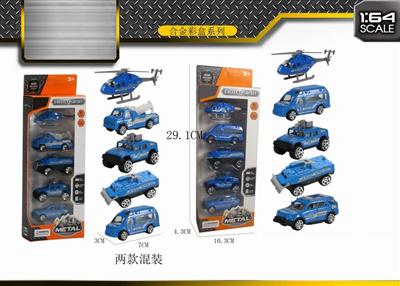 5 alloy police car set with window box