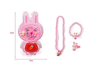 Girls jewelry-rabbit box necklace ring set