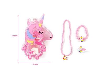 Girls jewelry-unicorn box necklace ring set