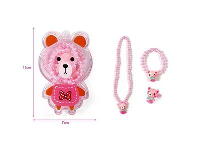 Girls jewelry-bear box necklace ring set