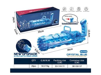 5th Generation Crystal Blue Electric gatling Bubble Machine (22 bubble holes)