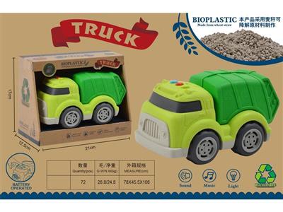 Wheat straw biodegradable cartoon sliding engineering vehicle with light and music