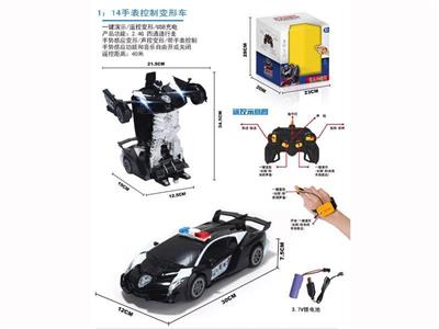 1:14 2.4G watch control police car deformation car