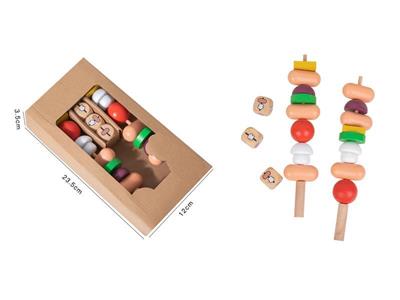 Wooden BBQ barbecue buffet building blocks (Chinese instruction)