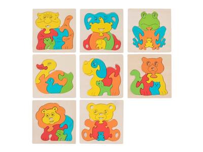 Wooden puzzle of parent-child animals (random)