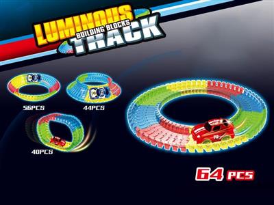 Electric light luminous 7.5 track car 64pcs